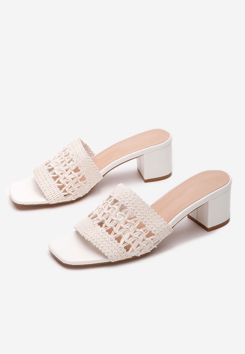 Mules à talon épais blancs Meteia