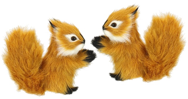 I.GE.A. Dekofigur »Tierfigur mini Eichhörnchen« 2er Set aus Kunstfell Statue Ornamente Pelz Plüschtier Waldtier