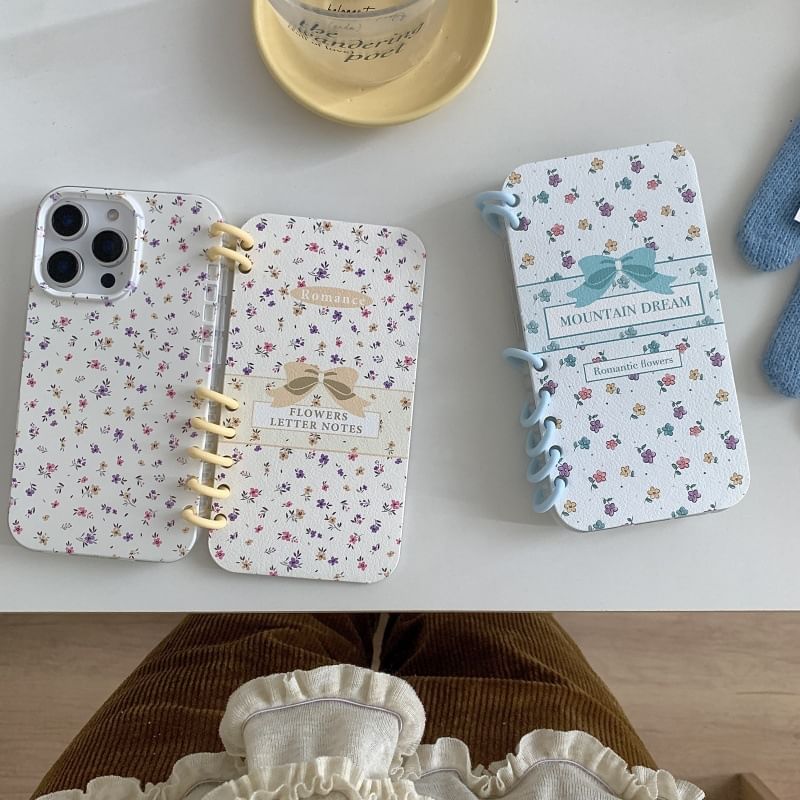 Fonekase - Bloemen Folio Telefoonhoesje - iPhone 16 Pro Max / 16 Pro / 16 Plus / 16 / 15 Pro Max / 15 Pro / 15 Plus / 15 / 14 Pro Max / 14 Pro / 14 Plus / 14 / 13 Pro Max / 13 Pro / 13 / 13 Mini