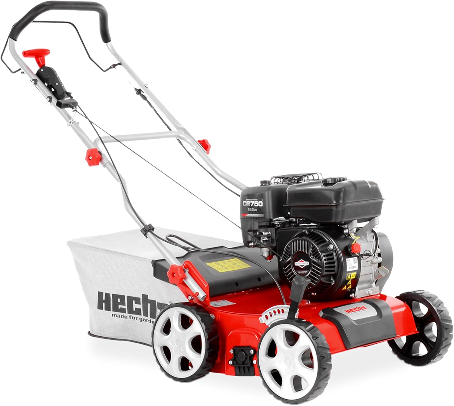 HECHT 2-IN-1 Benzin Vertikutierer/Lüfter für optimale Rasenpflege – 4,2 kW / 5,7 PS – 40 cm Arbeitsbreite – 45 l Fangkorb – mit 2 Walzen für effektives entfernen von Moos und Unkraut im Rasen
