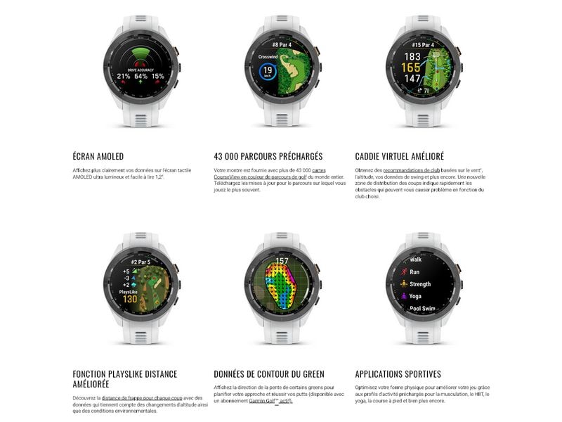 GARMIN Sportuhr Approach S70 White Golf GPS-Sportuhr