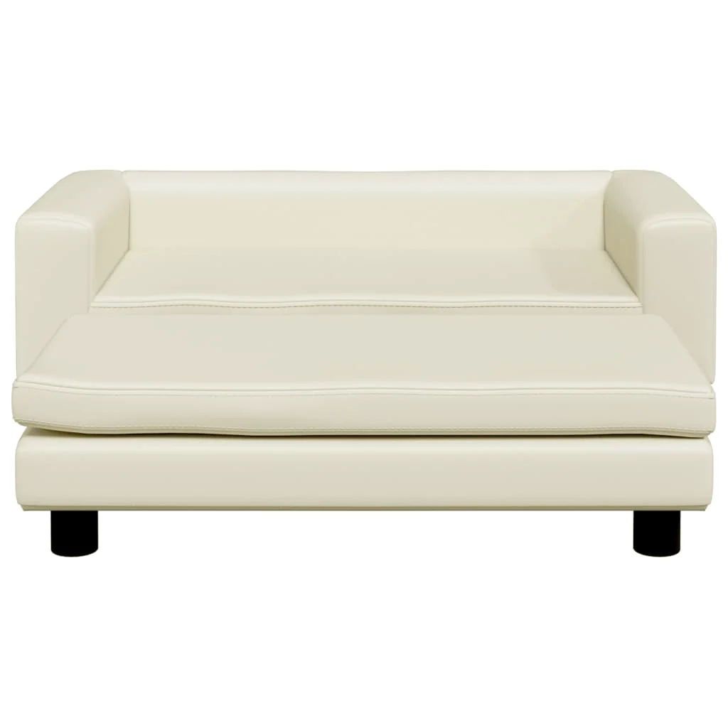 Cama para cães vidaXL com extensão, couro sintético creme, 100x50x30 cm