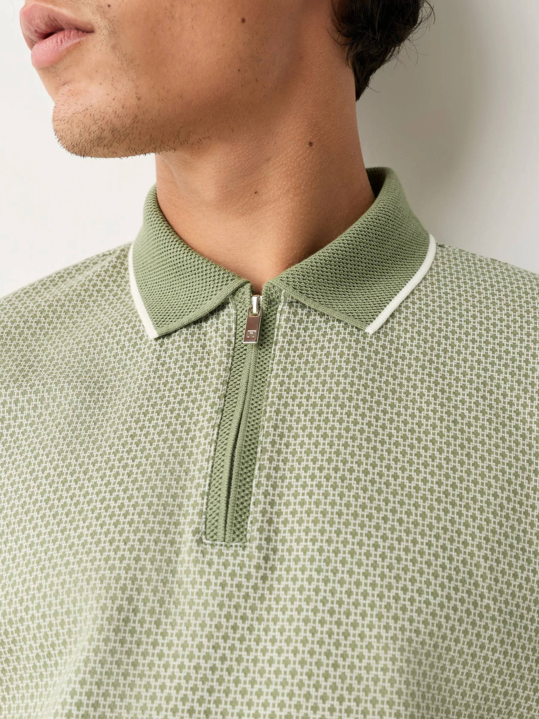 Grijs-groen - Modieus poloshirt met kwartrits