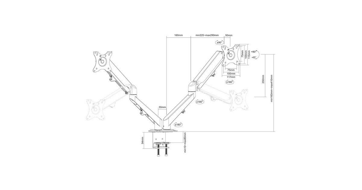 NeomountsDS70-700BL2 monitorarm  (Zwart)