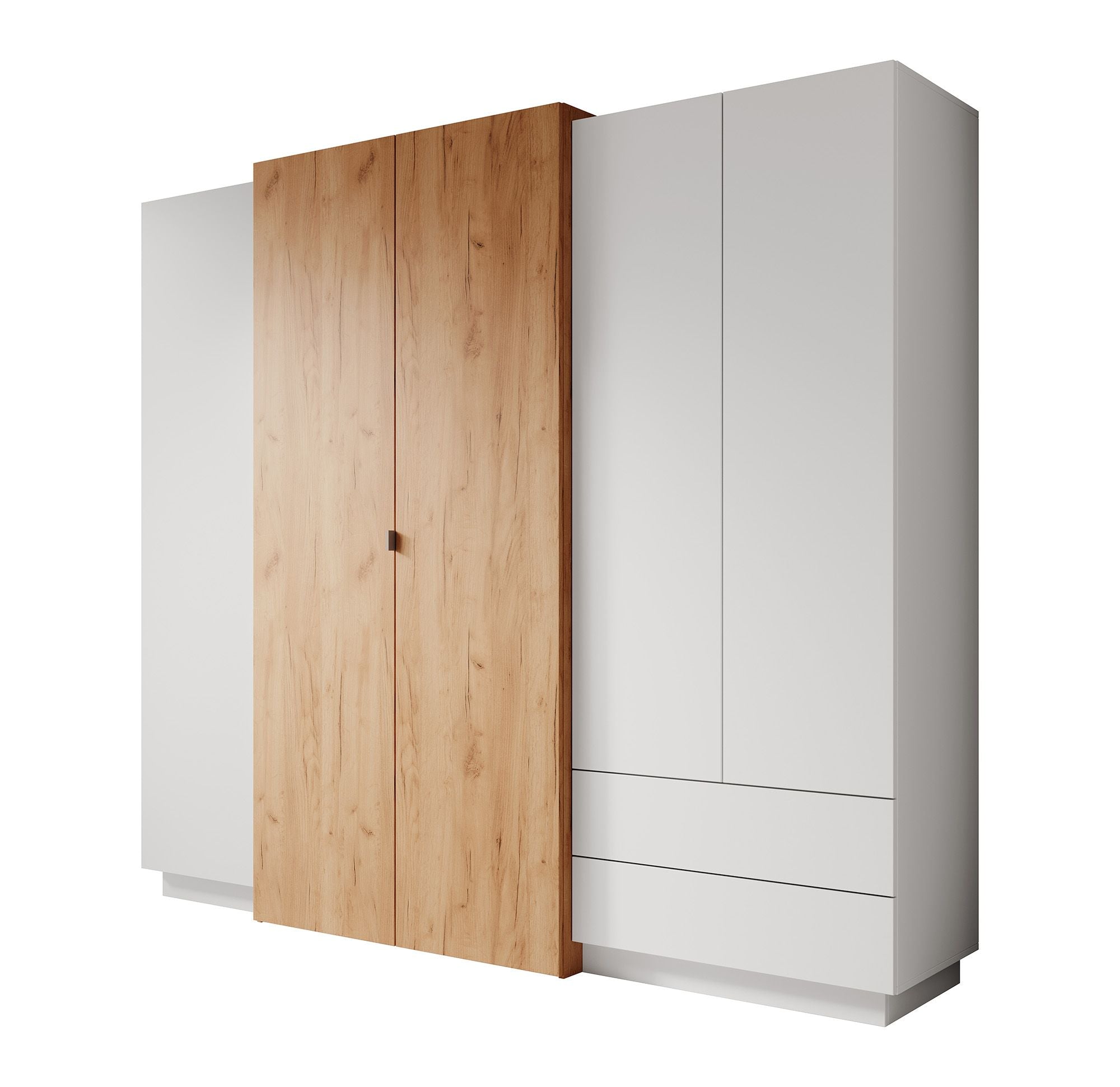 Meubella - Kledingkast Three - Wit - Eiken - 230 cm