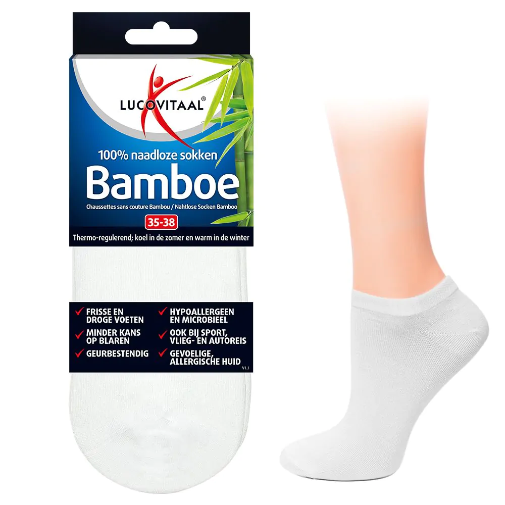 Bamboe Enkelsok Wit 3 paar
