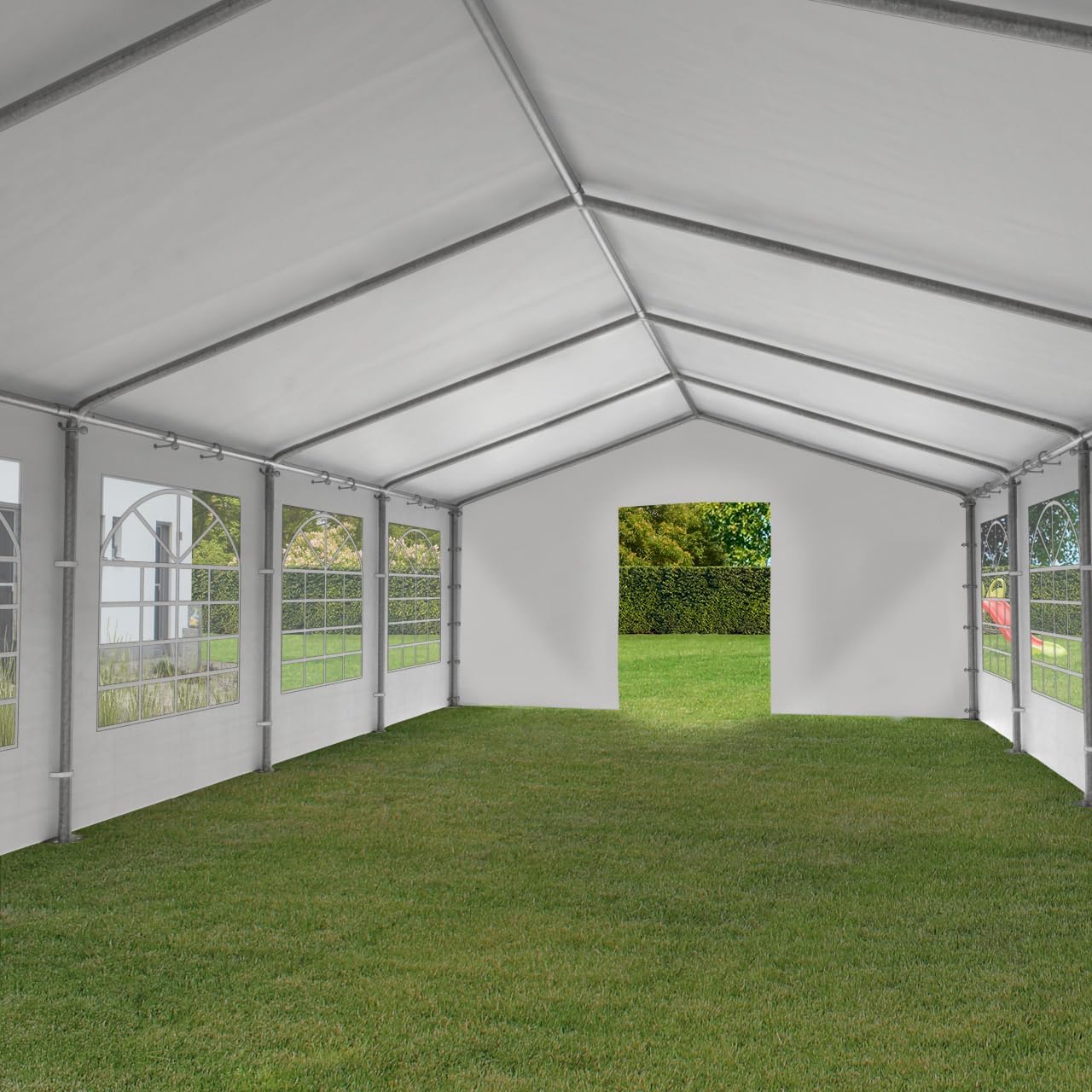 TOOLPORT Partyzelt 6x12 m Pavillon Starke PVC 600 N Plane wasserdicht und schneller Aufbau