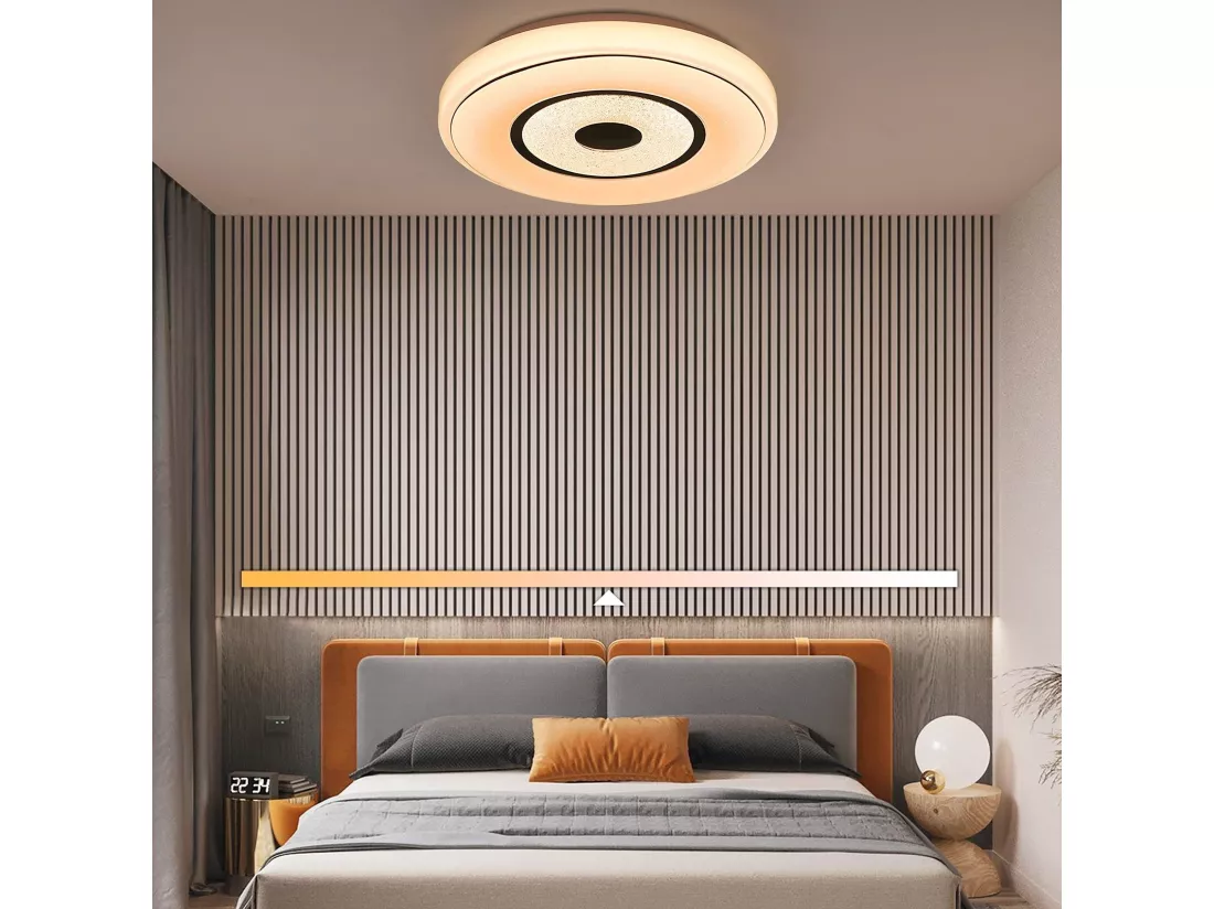 NETTLIFE Plafonnier LED 18W 30CM Dimmable avec Télécommande Lampe de Cuisine Ronde Lampe de Chambre Ciel Étoilé Salon Couloir Lampe de Bureau Plafond