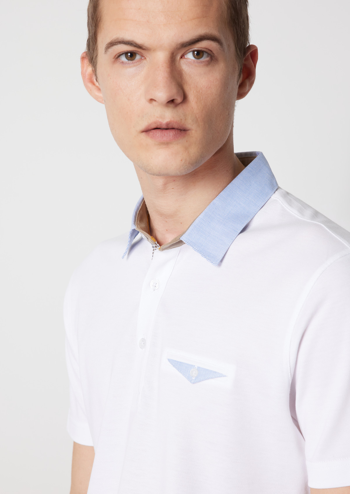 Polo manches courtes Slim en coton uni blanc