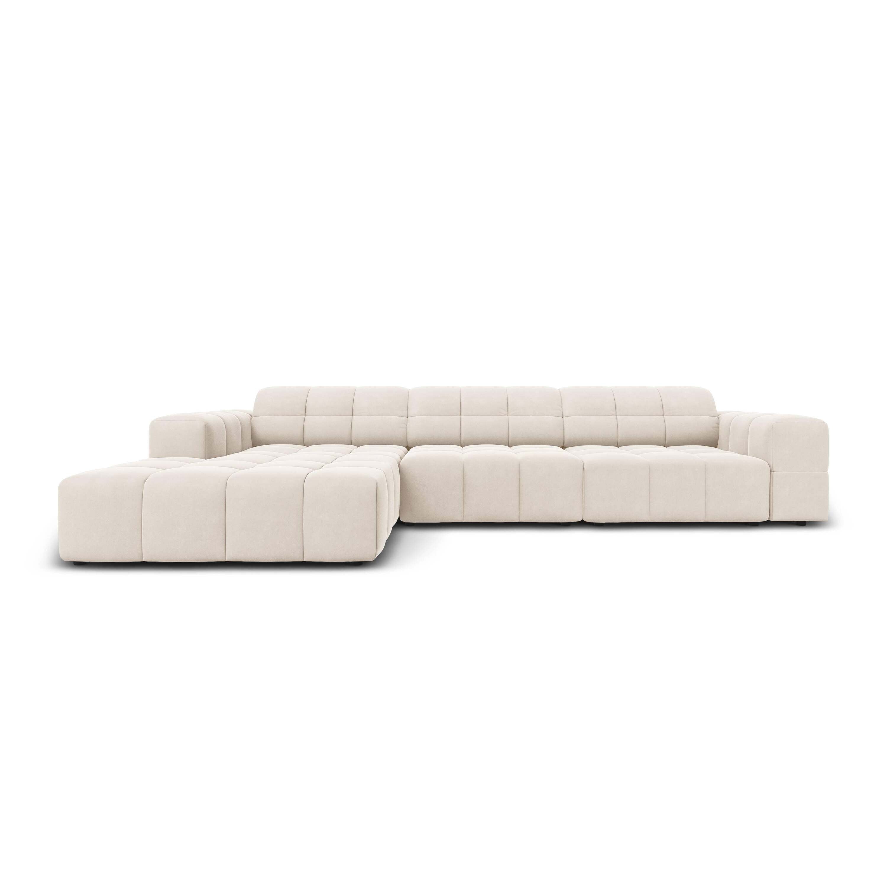 Cosmopolitan Design Chicago Hoekbank met Chaise Longue Links - Velvet - CrÃ¨me