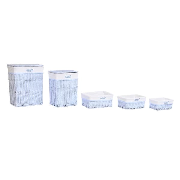 Kurvsett DKD Home Decor Blå Seleste flettet Barne 44 x 34 x 56 cm 5 Deler
