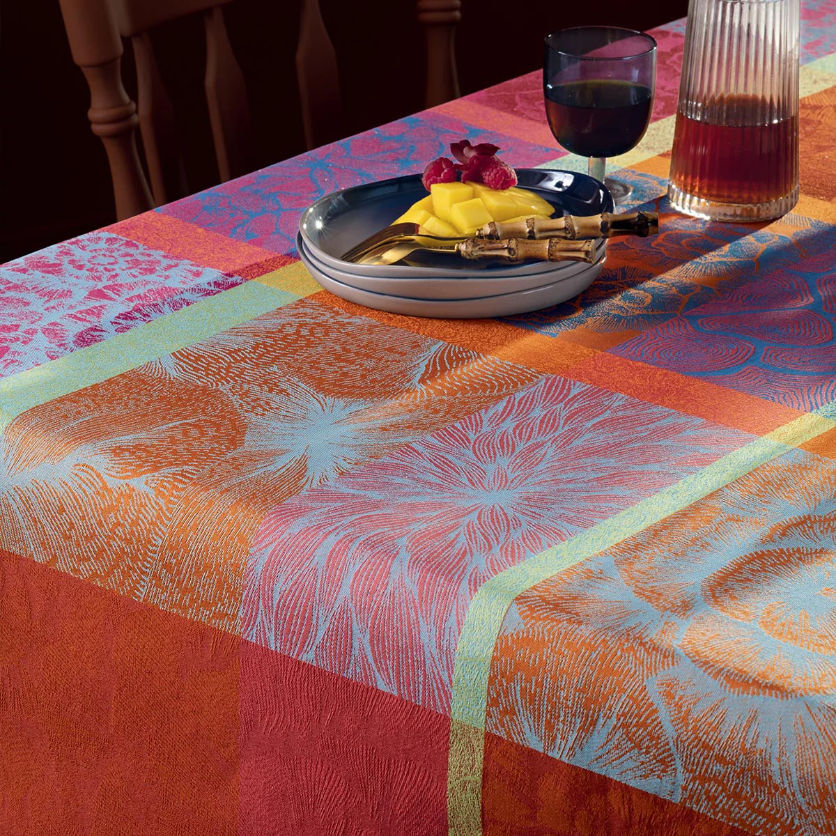 Chemin de table pur coton multicolore 55X180 Garnier Thiebaut