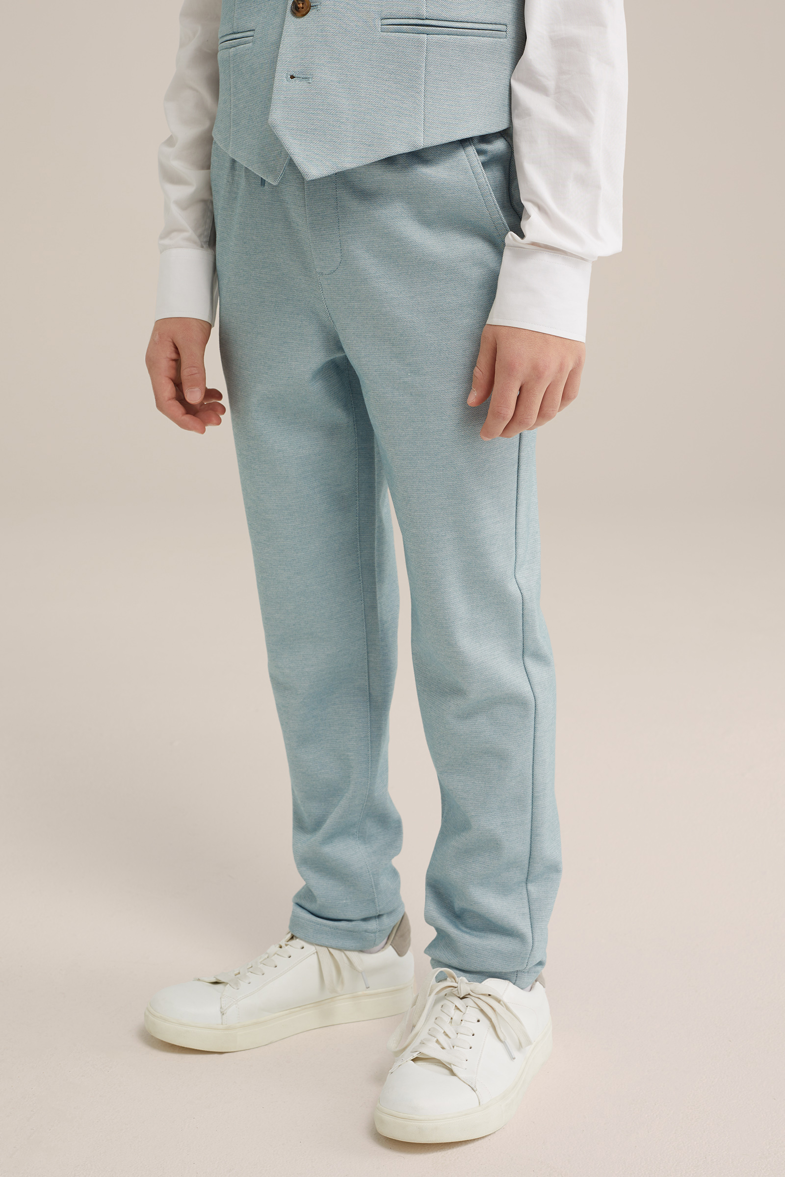 Jongens regular fit gemêleerde pantalon WE Fashion Lichtgroen