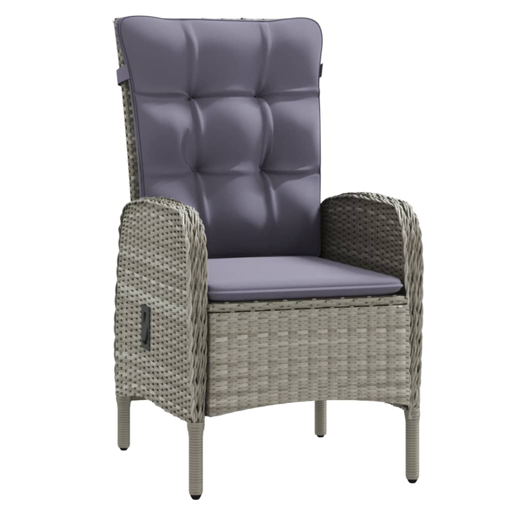 Mobilier à dîner d'extérieur avec coussins 3 pièces gris et noir