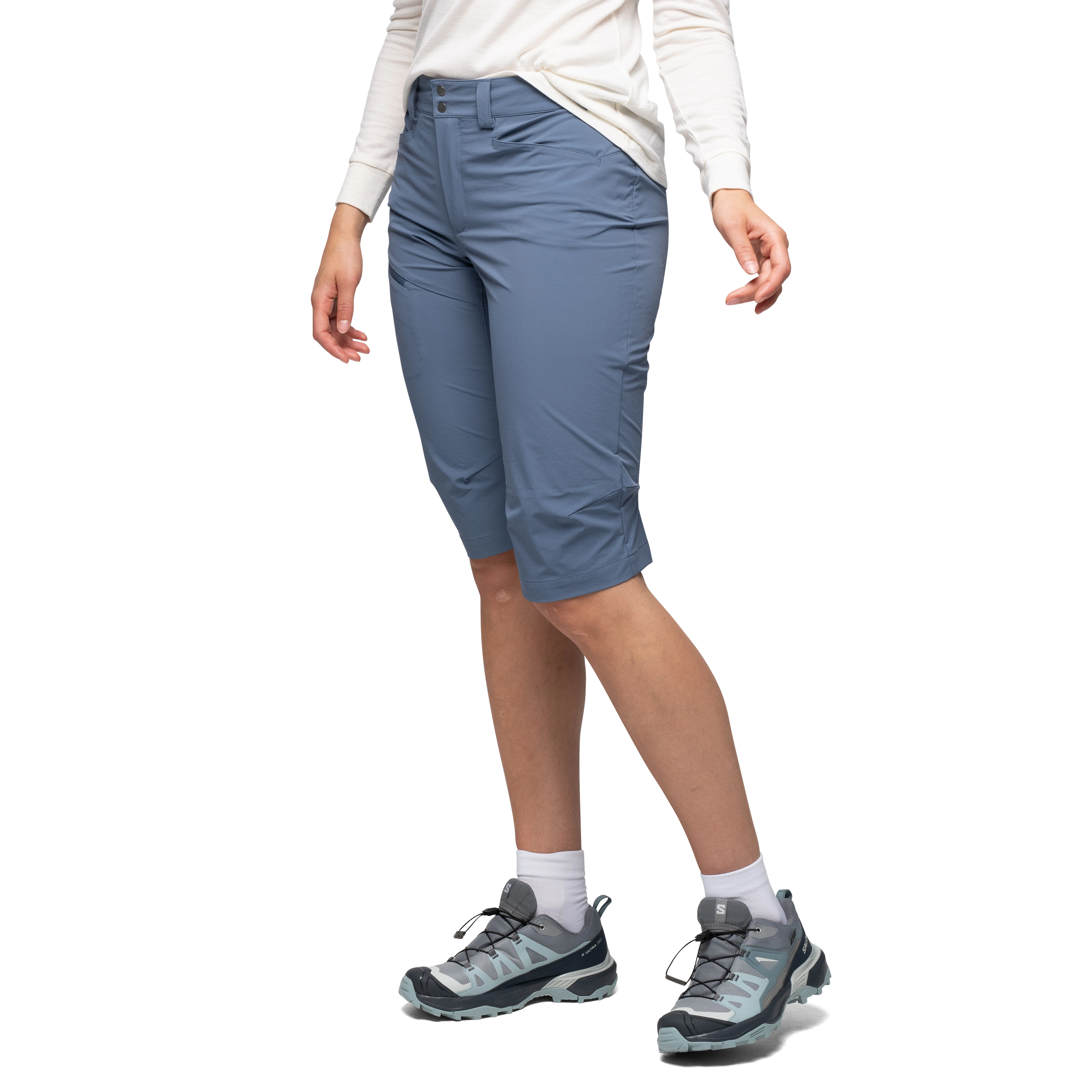 Vandre Light Softshell Long Shorts Women Granite Blue