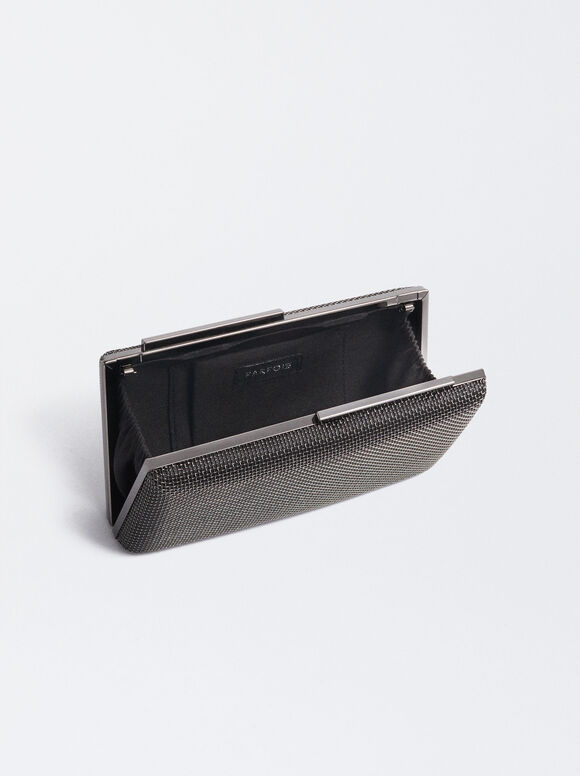 Clutch de festa com alça de corrente - Preta