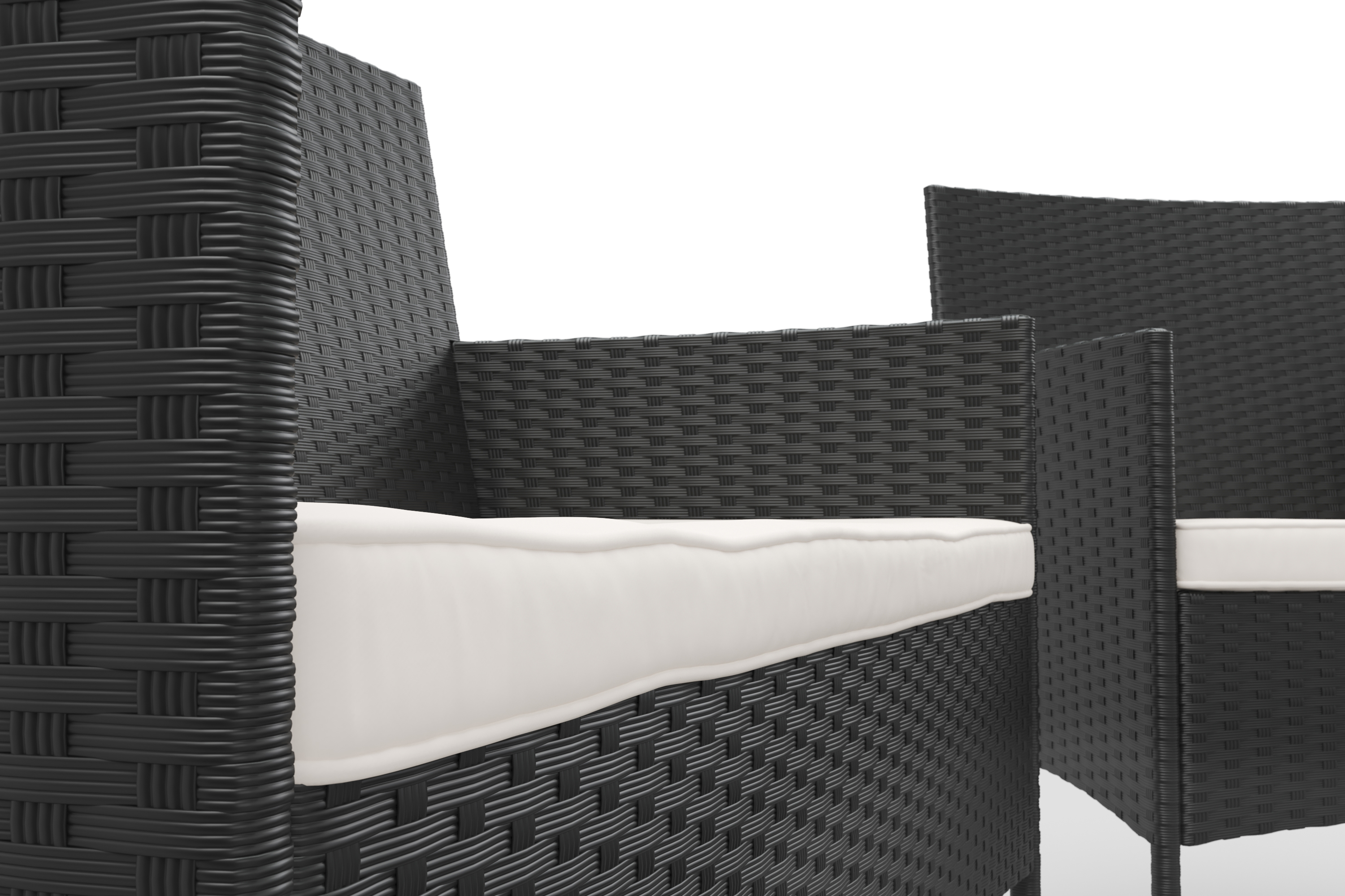Gartenset Rattan MALIA schwarz/weiss