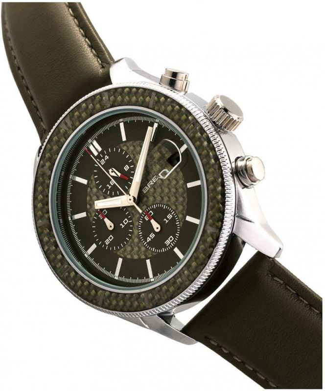 Breed - Maverick BRD7505 - Heren Horloge - Olive - Polished Silver - 5 ATM