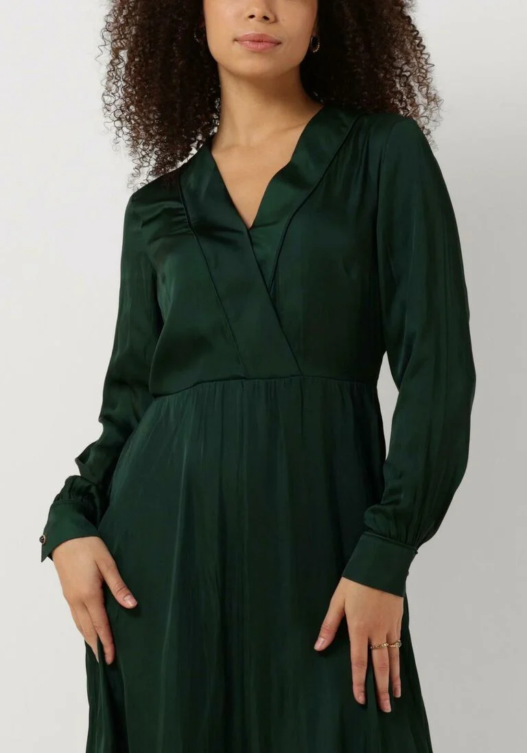 SCOTCH & SODA groene scotch & soda maxi jurk long sleeved pleated maxi dress