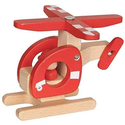 Hélicoptère en bois rouge