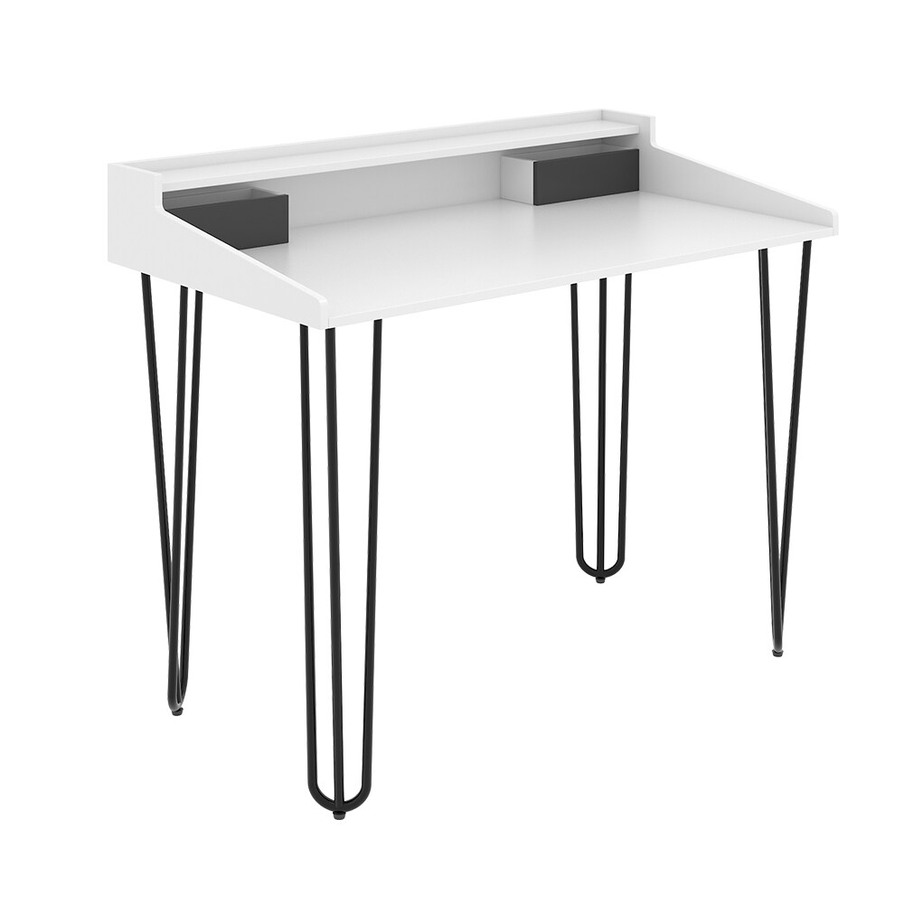 Vicco Schreibtisch Sannar Weiß Schwarz 110 x 60 cm mit Schubladen