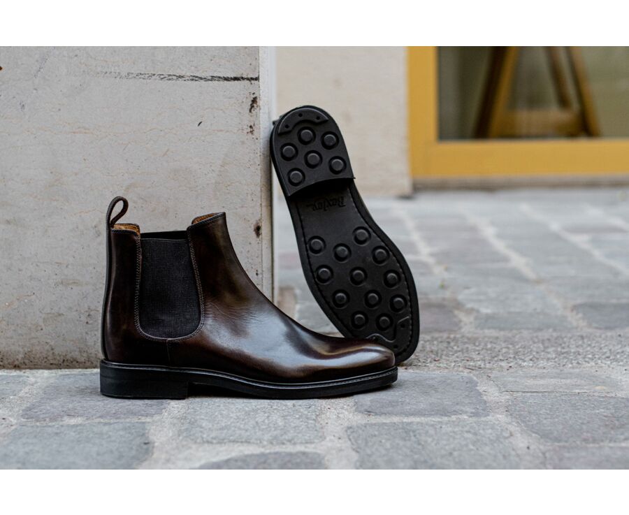 Chelsea boots cuir homme Chocolat - FANGLER GOMME CITY
