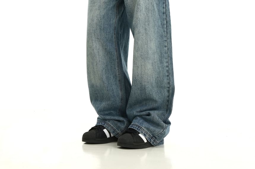 Meiksip - Mid Rise Washed Baggy Jeans