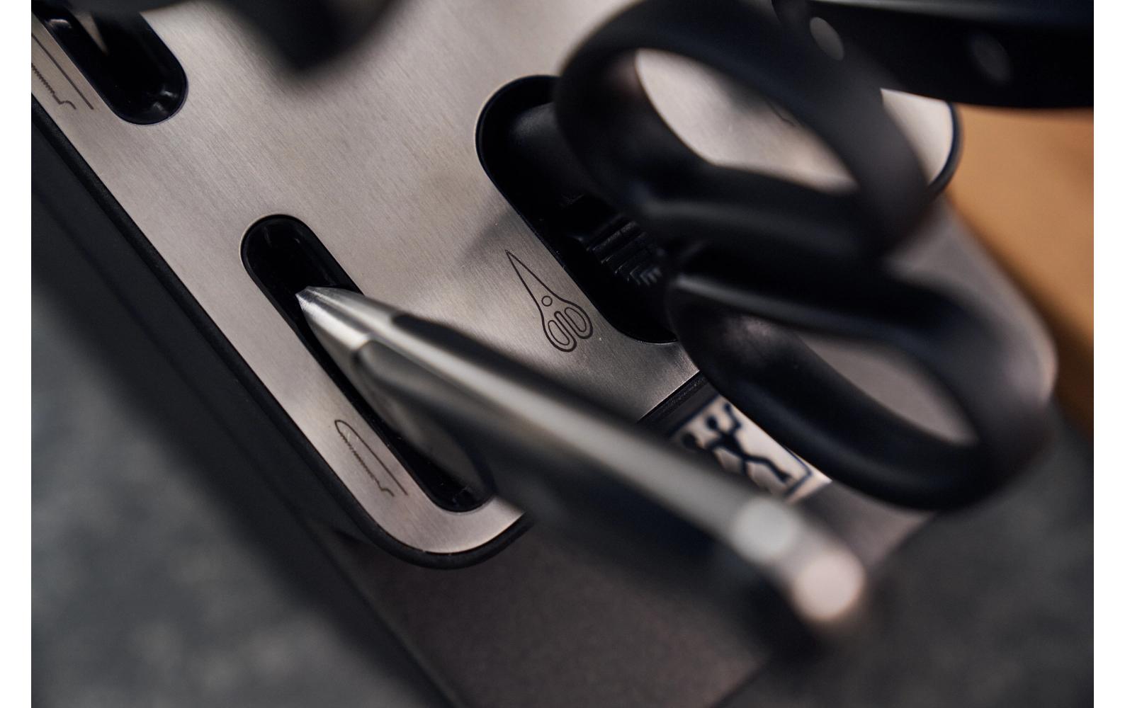 Messerblock-Set mit Messer Pro Grau, 7-teilig<br>Selbstschärfender Messerblock