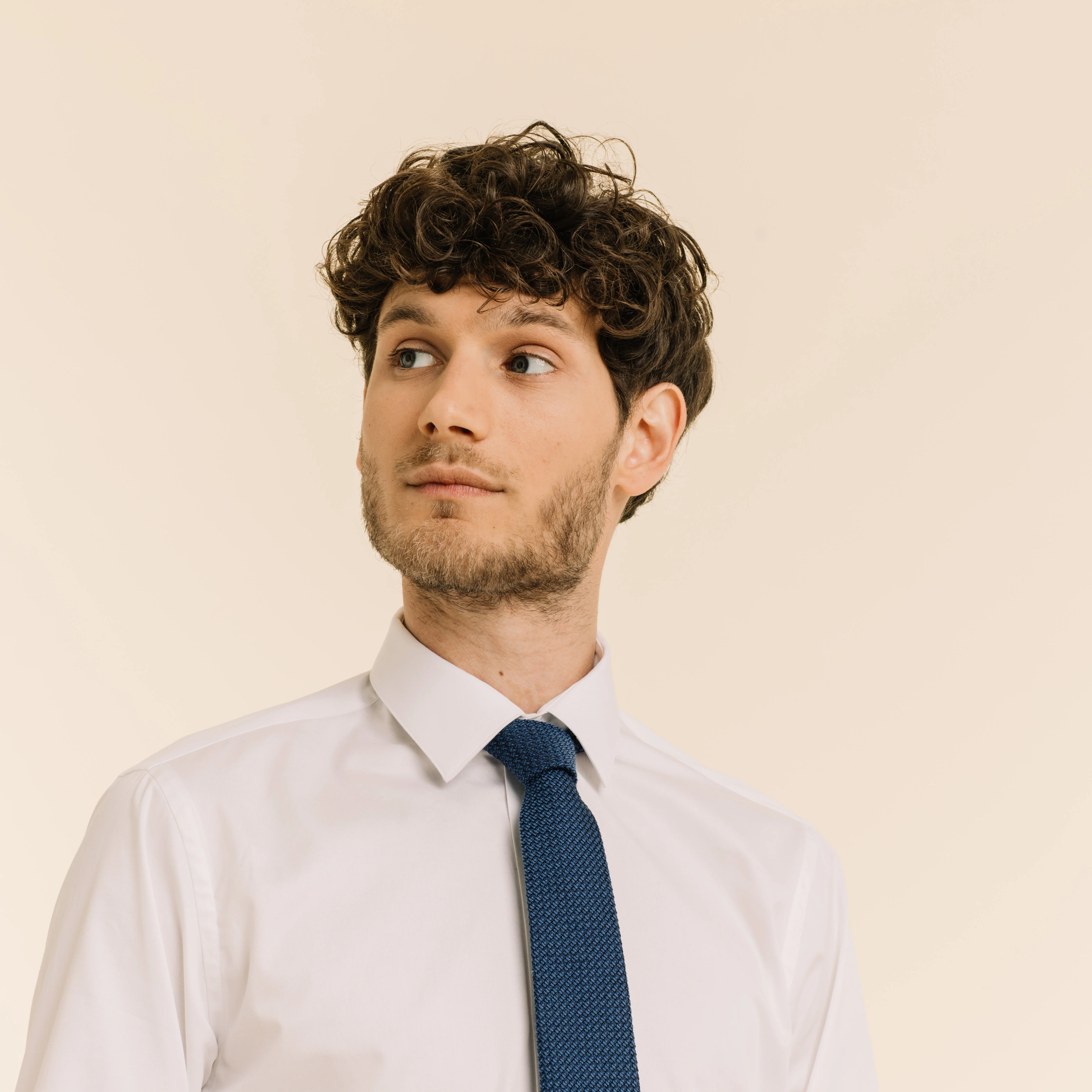 Blue silk and cotton grenadine tie