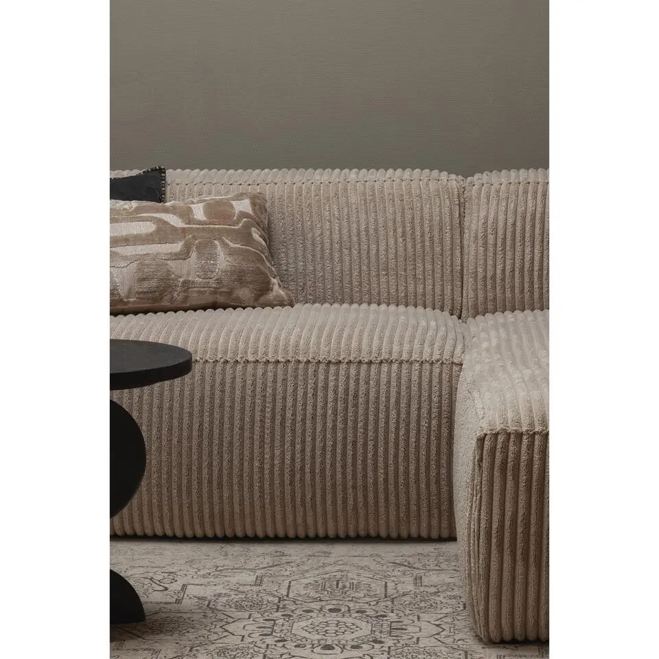 WOOOD Bean Chaise Longue Bank Rechts - Ribstof - Travertin -73x254x178