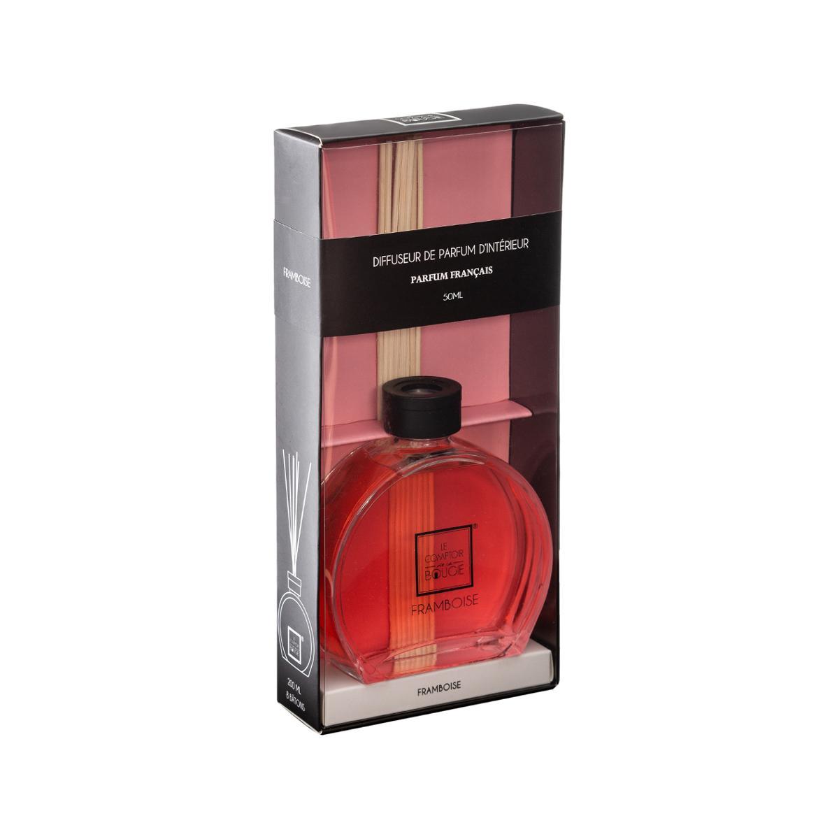 DIFFUSEUR PARFUME FRAMBOISE HALY 50ML AVEC 6 BATONS