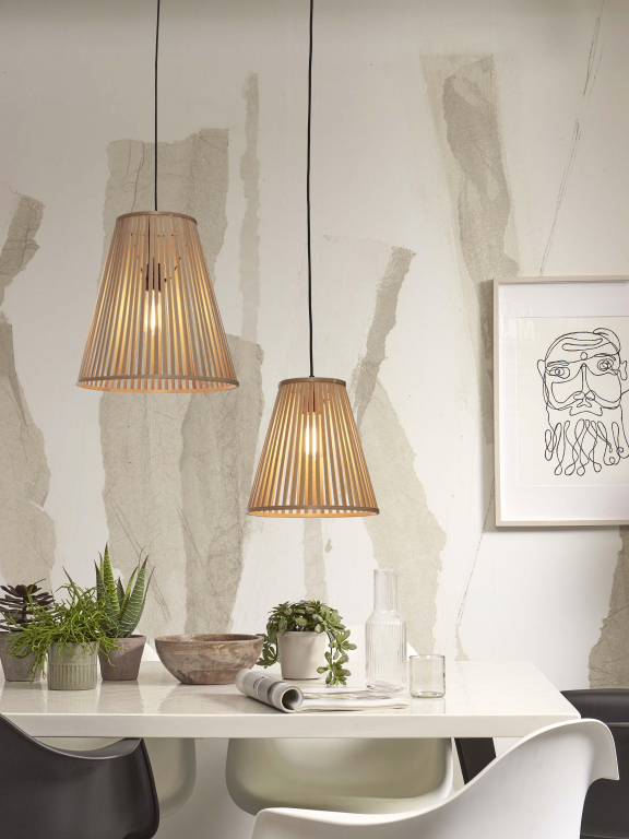 Good&Mojo Merapi hanglamp cone Ø40 large naturel/zwart