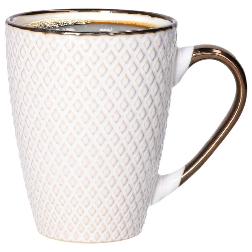 Secret de Gourmet Koffiemok Harlekijn - 1x - Keramiek - wit/goud