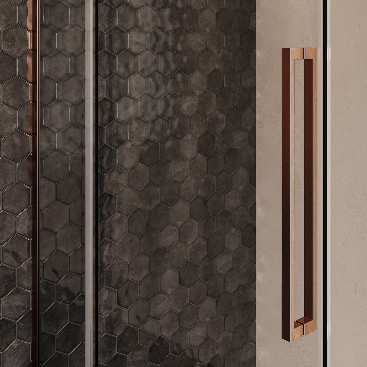 Brauer Stellar douchecabine met draaideur 100x100cm koper geborsteld PVD