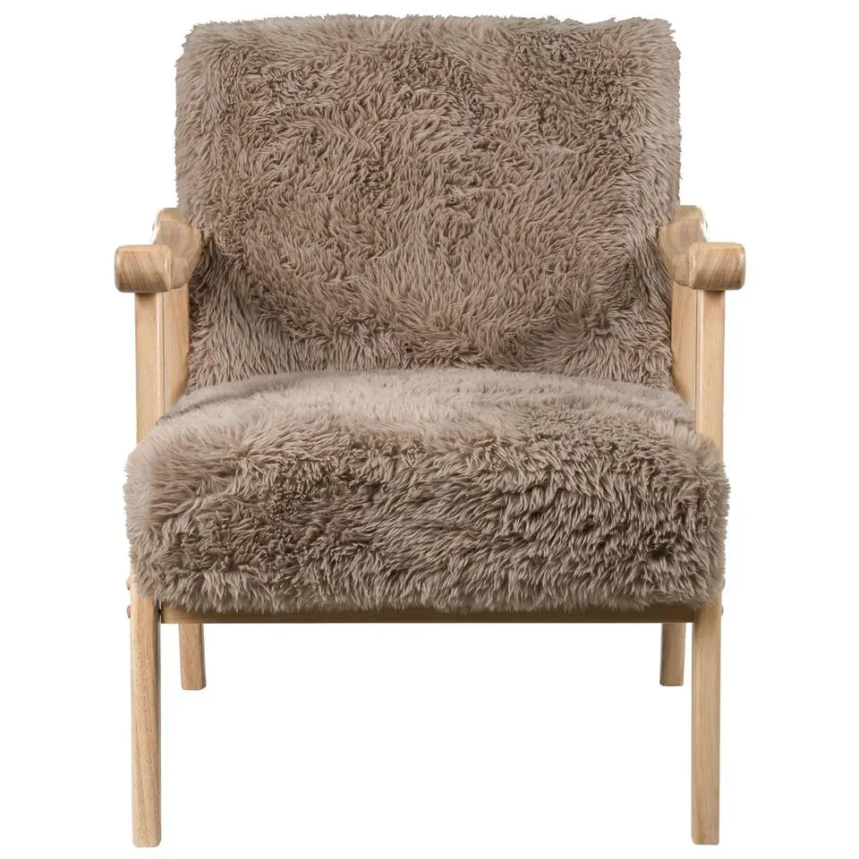 LEKNES - Fauteuil - Taupe - Kunstbont