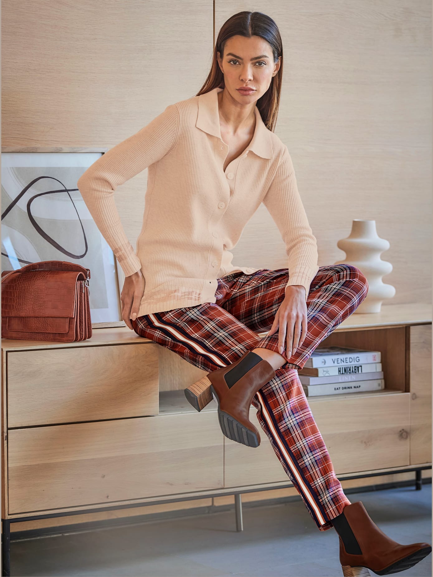 Pantalon motif à carreaux
