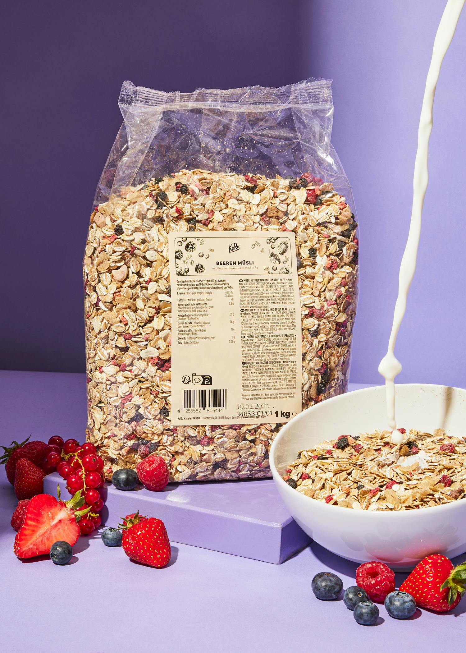 Beeren Müsli mit Knusper Dinkelflakes 1 kg