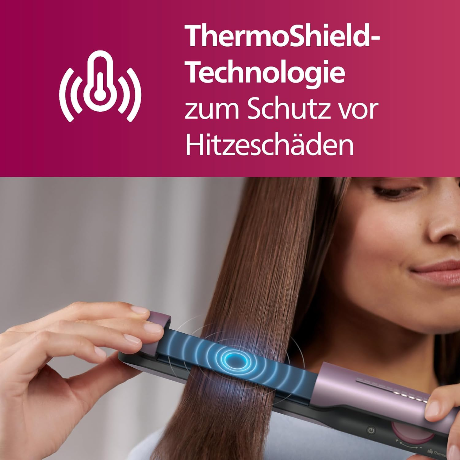 Series 5000 Haarglätter ThermoShield Glätteisen Keramik Haar Streckeisen mit Ionenfunktion (BHS530/00) - Rosa