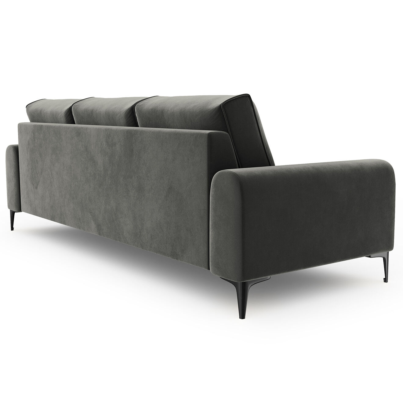 Mazzini Sofas Canapé Velours Madara gris foncé - 222x102x90 cm