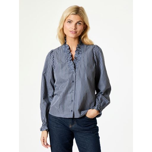 Neo Noir Brielle Twill Stripe Bluse, Dusty Blue, 40