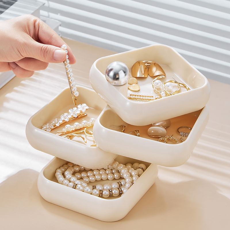 Home Flora - Effen gelaagde plastic sieradendoos (verschillende ontwerpen)