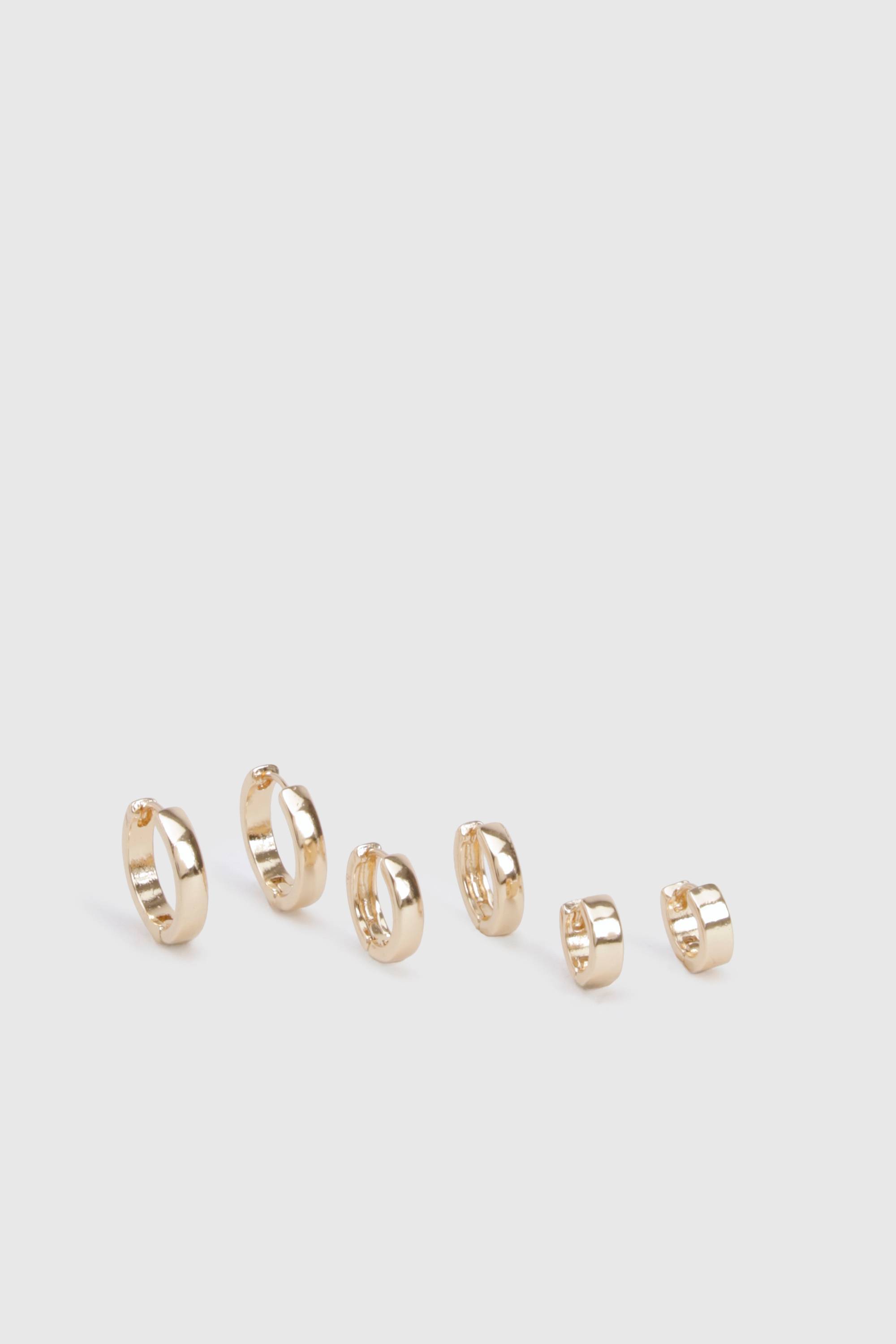 boohoo Lot de 3 boucles d'oreilles créoles en or
