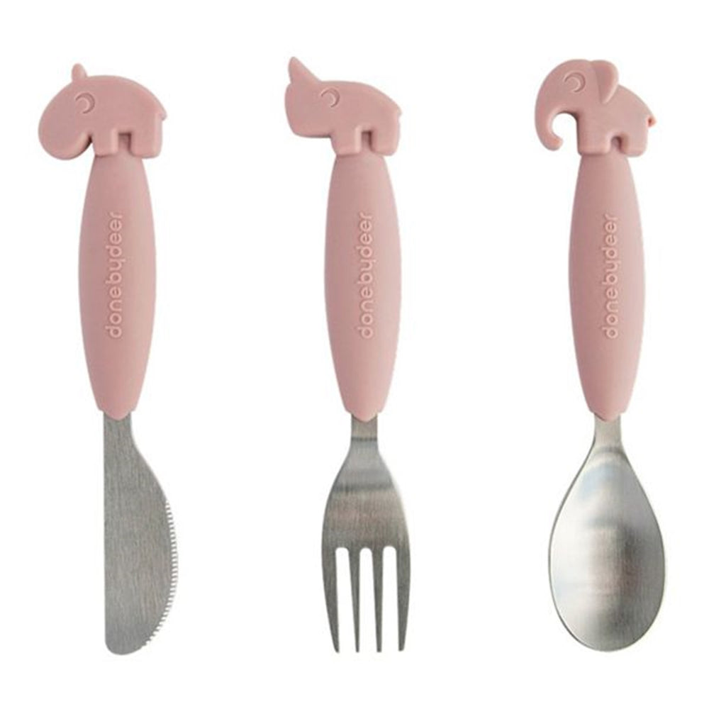 Done by Deer YummyPlus Easy Grip Cutlery Set Powder - DonebyDeer