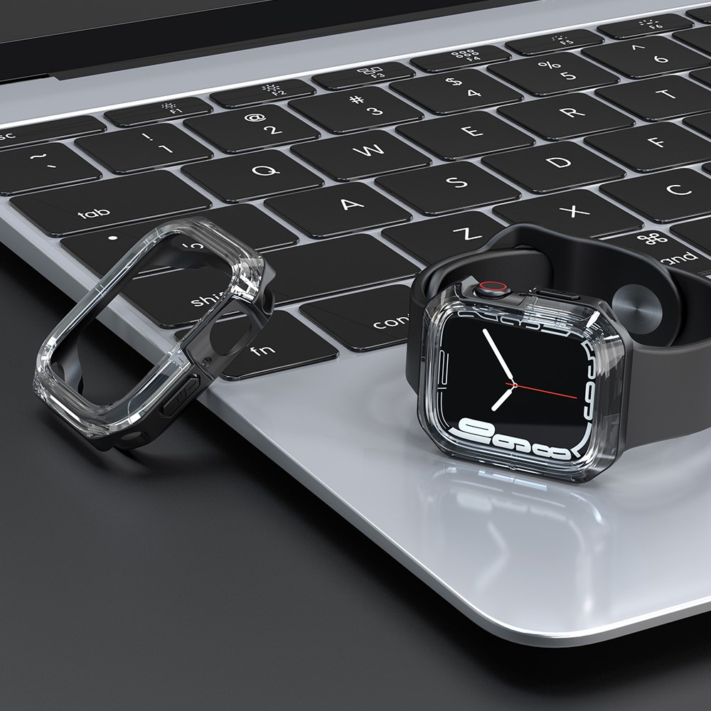 Apple Watch (45 mm) Hybrid Hardcase Bumper Hülle - Transparent / Schwarz