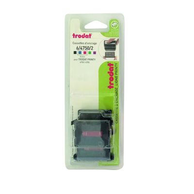 Trodat - 3 Encriers bicolores 6/4750 recharges pour tampon Printy 4755 - bleu/rouge