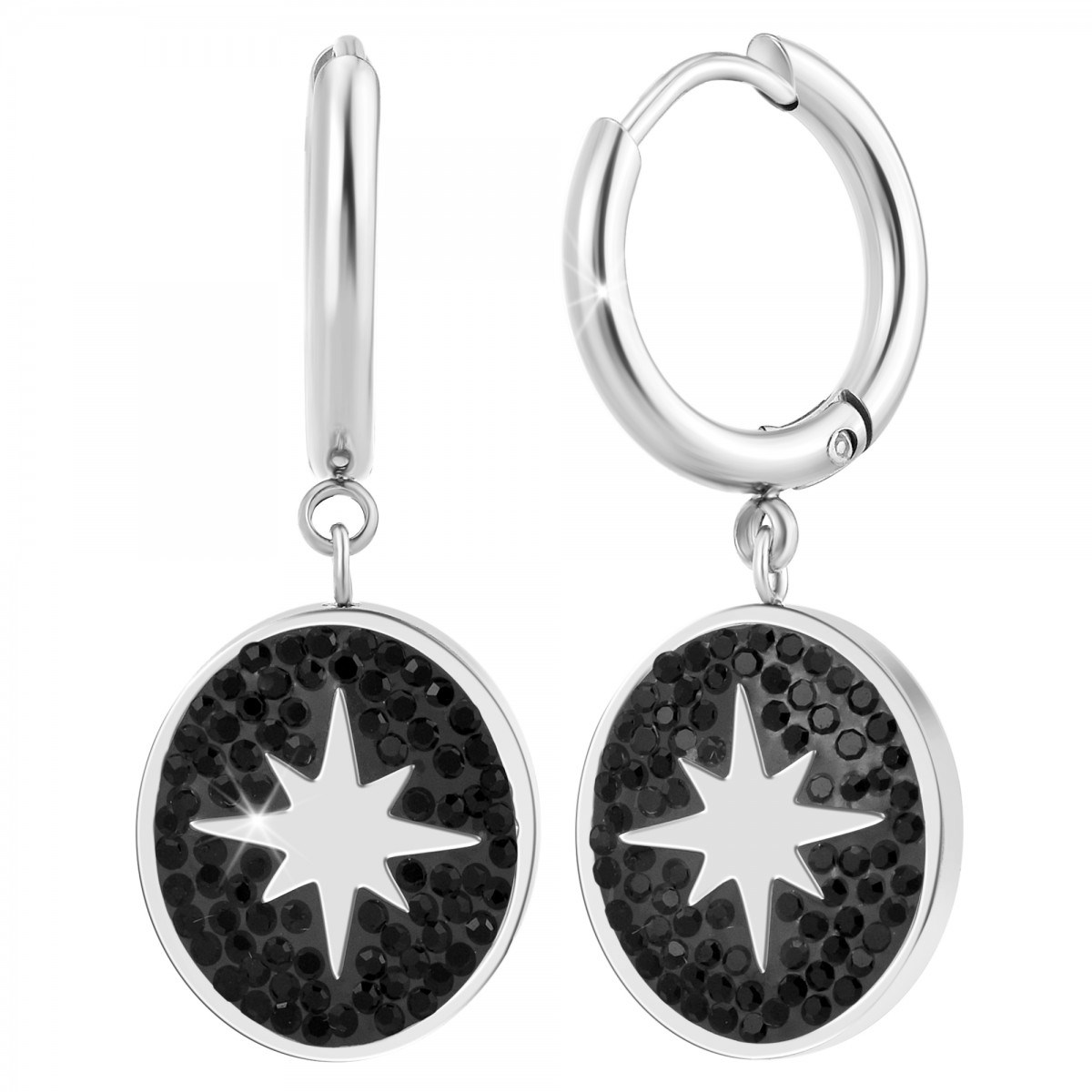 Boucles d'oreilles SC Bohème ornées de Cristaux scintillants noirs