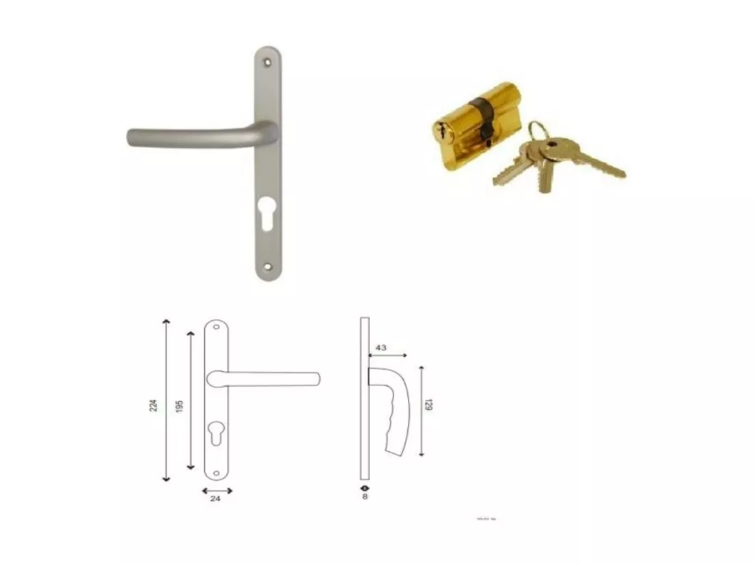 Porte De Service Bois Vitree Pixos, H,200xl,80 P, Droit + Poignee Et Barillet (ref 01245f924) Cotes Tableau Gd Menuiseries