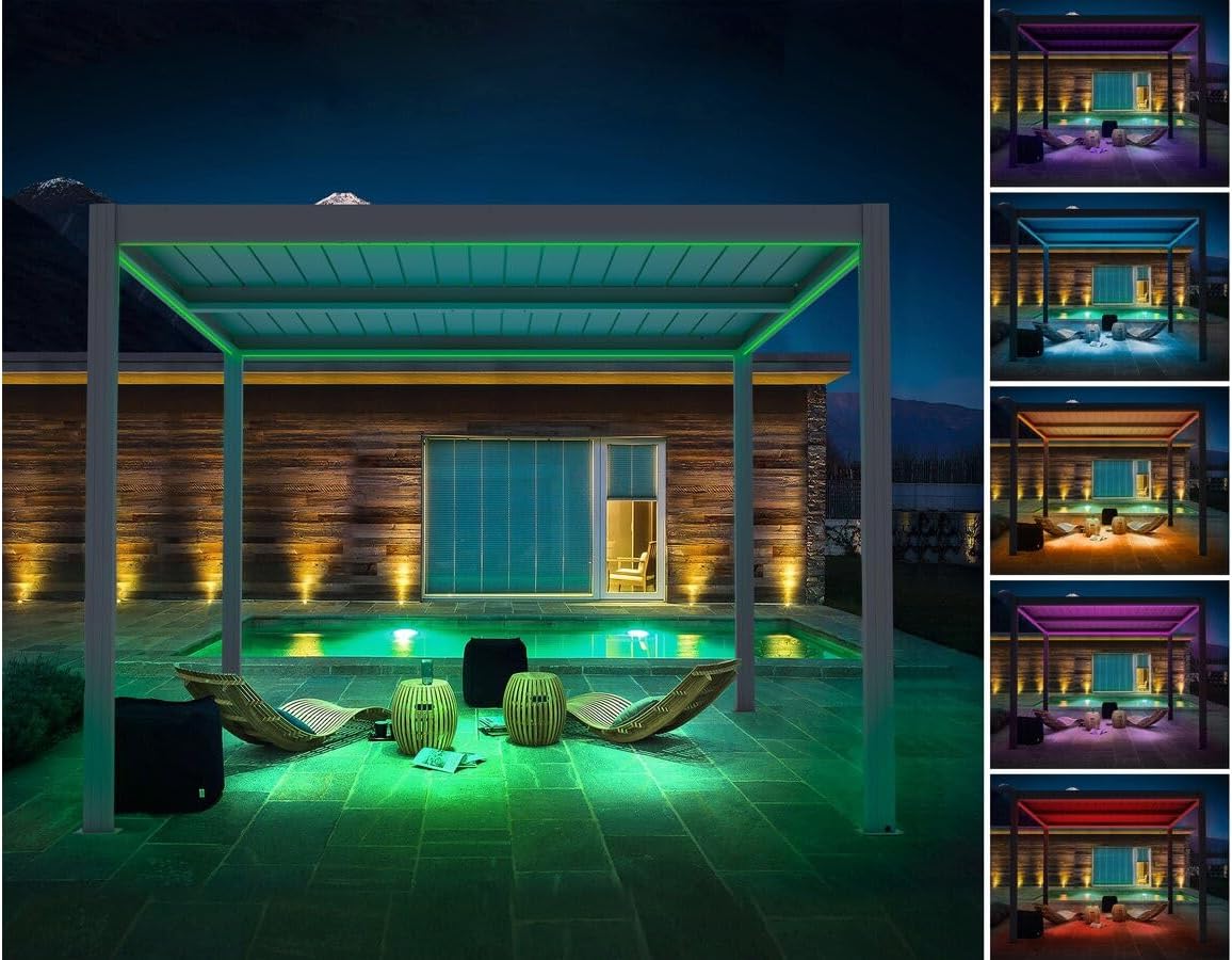 Habitat et Jardin Bioklimatische Pergola Windsor Premium mit LED aus Aluminium 3 x 4 m - Grau