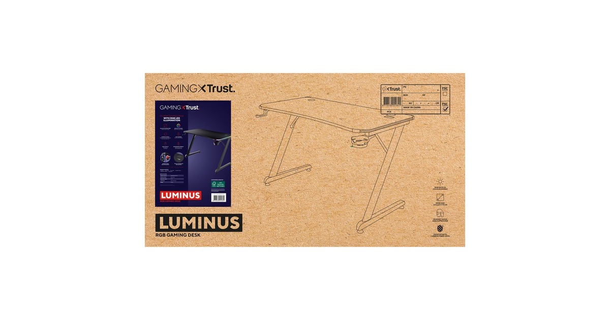 TrustGXT 709 Luminus RGB-gamingbureau gaming desk  (Zwart)