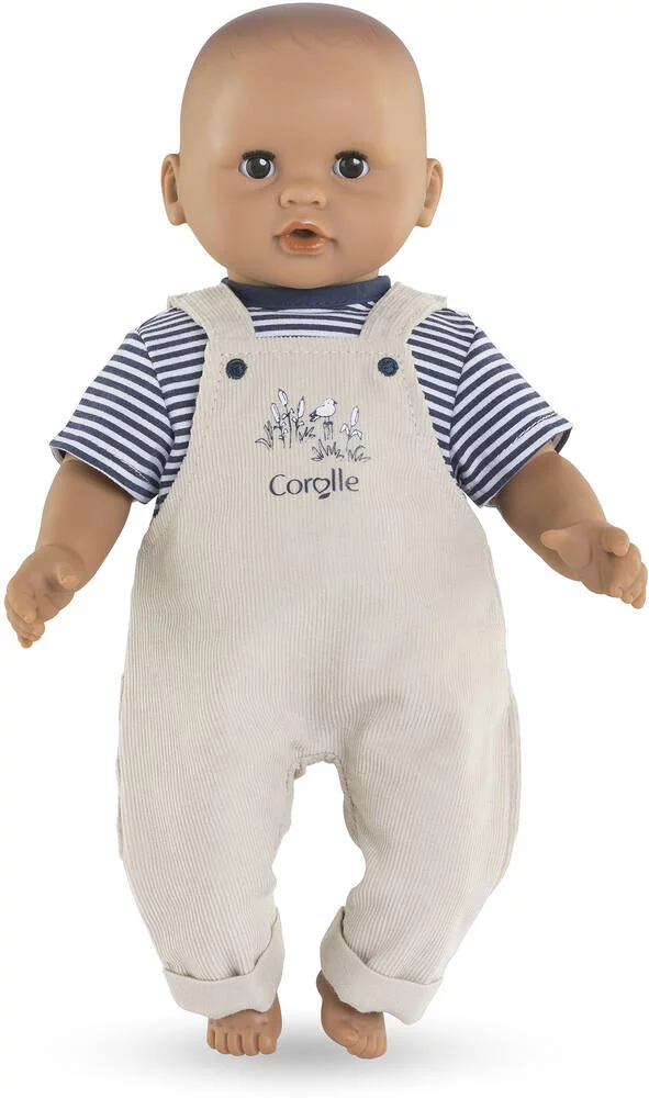 BB30 - T-SHIRT ET SALOPETTE ECRU BORDS DE LOIRE POUR POUPON 30 CM - COROLLE VETEMENTS